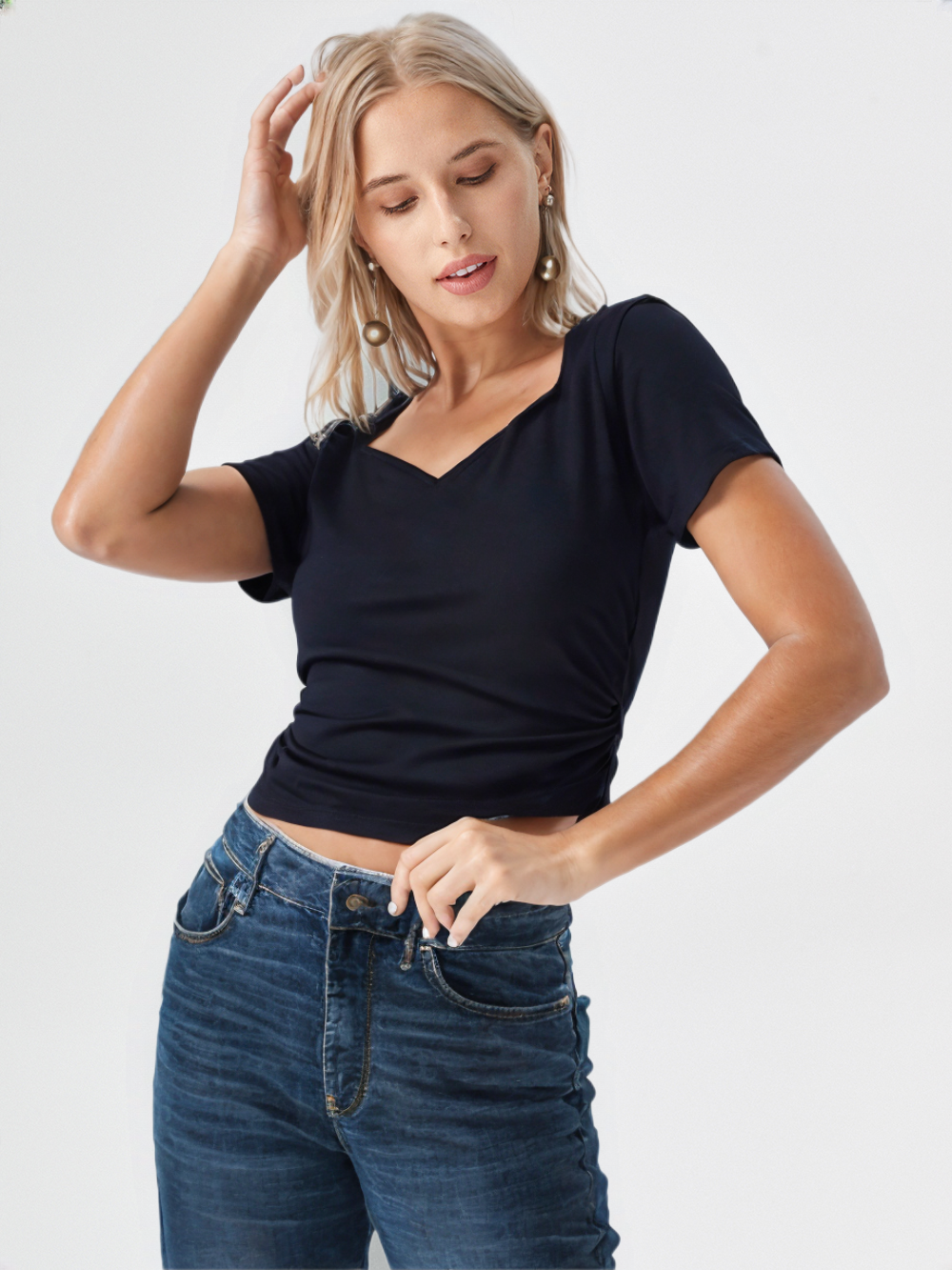 Asymmetric Neck KNit Top Women