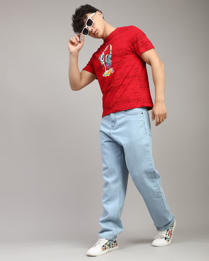 Men’s Light Blue Baggy Fit Jeans | Relaxed Fit Mid-Rise Denim | Oversized Streetwear Style