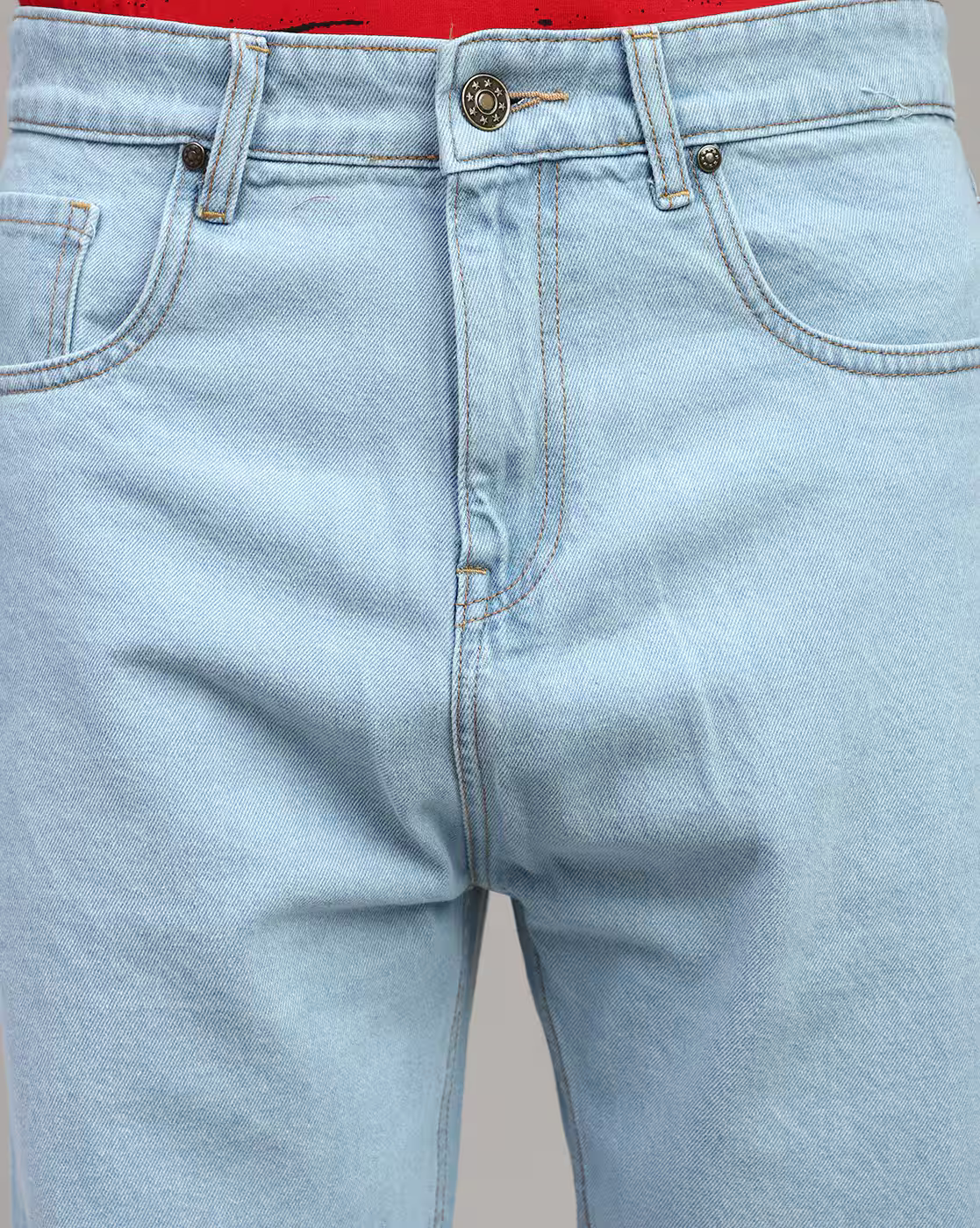 Men’s Light Blue Baggy Fit Jeans | Relaxed Fit Mid-Rise Denim | Oversized Streetwear Style