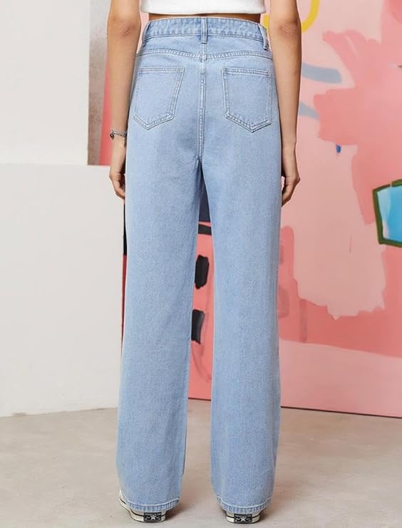 High-Waisted Light Blue Wide Leg Jeans for Women – Relaxed Fit Denim
