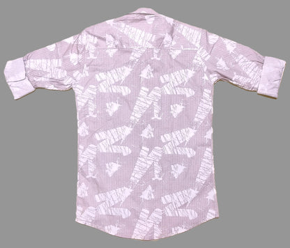 Men's Pink Abstract Printed Cotton Shirt – Casual Long Sleeve