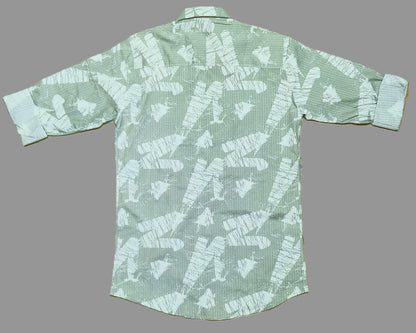 Men’s Mint Green Abstract Printed Cotton Casual Shirt – Full Sleeve
