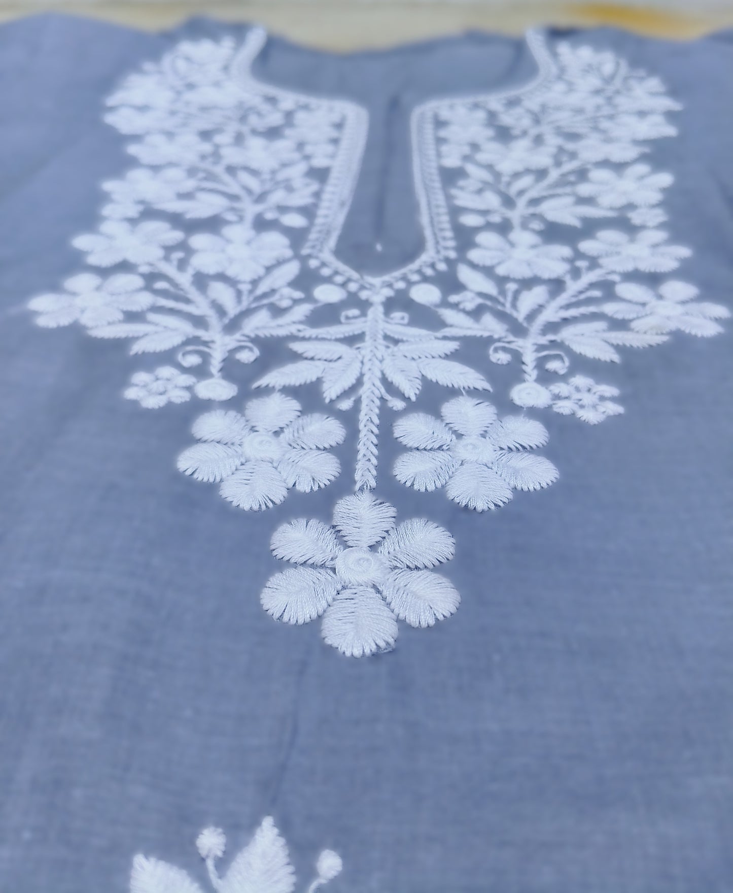 Elegant Grey Cotton Chikankari Embroidered Straight Kurti for Women – Ethnic Wear