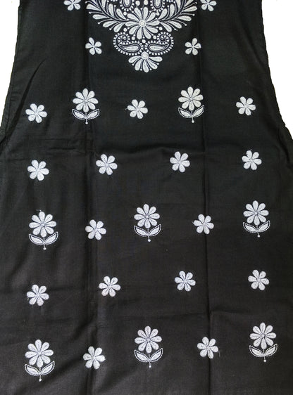Black Cotton Chikankari Embroidered Kurti for Women – Elegant Floral Design | Daily & Festive Wear