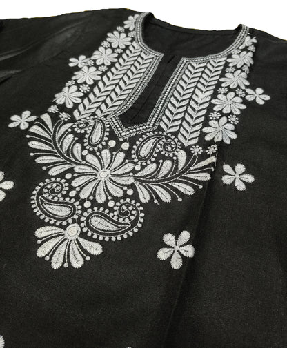 Black Cotton Chikankari Embroidered Kurti for Women – Elegant Floral Design | Daily & Festive Wear