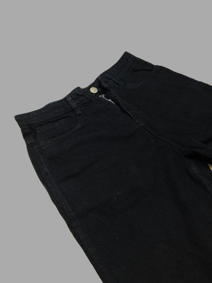 Men's Classic Pure Black Baggy Fit Denim Jeans | Streetwear Style