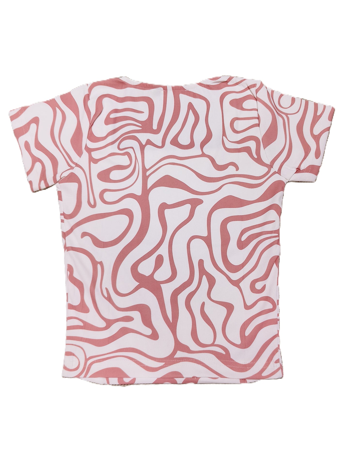 Abstract Pink Maze Print Women's Fitted Top – Square Neck | Casual Chic Style