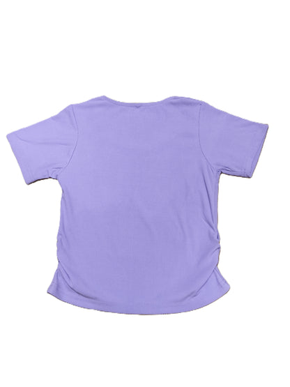 Lilac Ribbed Knit Top with Asymmetric Neck for Women’s – Soft Stretch Fitted Casual Wear