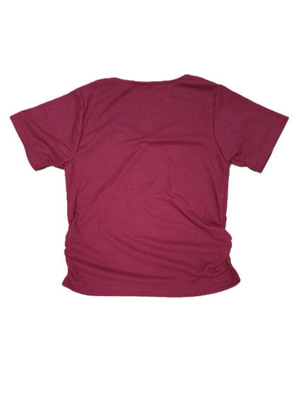 Maroon Solid Ribbed Knit Top with Stylish Square Neck for Women's