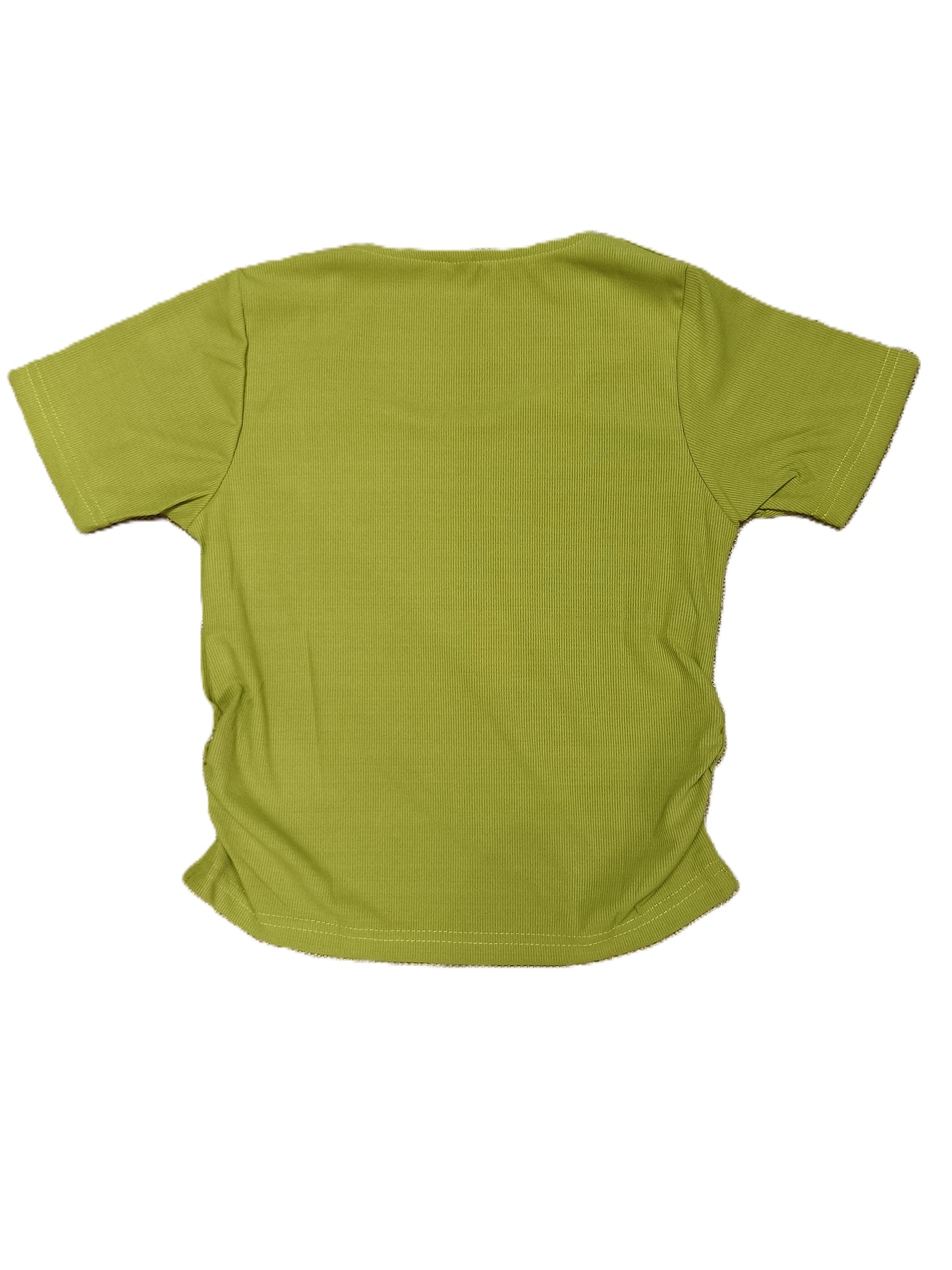 Green Sweetheart Neck Ruched Ribbed Knit Top for Women