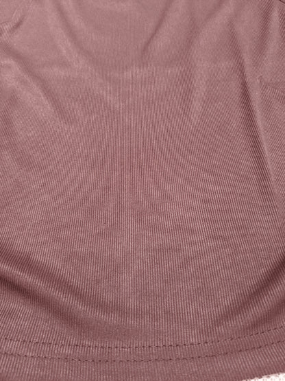 Brown Ribbed Knit Top – Stylish Sweetheart Neck Ruched Tee for Women's