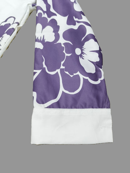 White & Purple Floral Short Shirt for Women’s | Stylish Cropped Button-Down