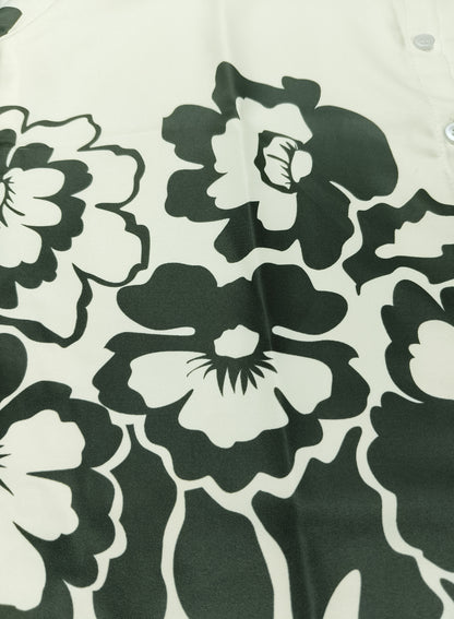 Green Floral Printed Short Shirt for Women's – Stylish Button-Down Casual Top