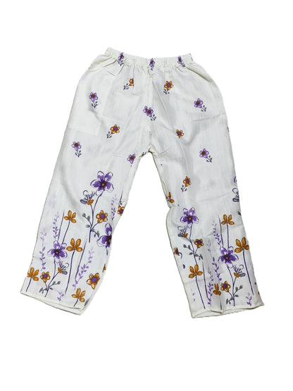 White Floral Printed Co-Ord Set for Women – Cotton Casual Shirt & Pant Combo