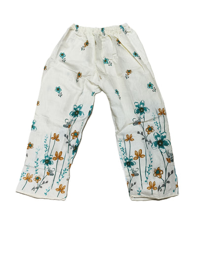 White & Teal Floral Cotton Co-ord Set | Casual Summer Co-ord with Belt for Women's