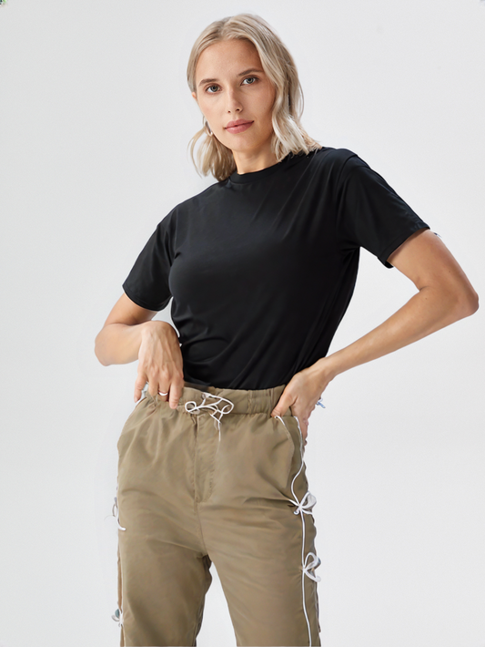 Stylish Olive green Bow String Track Pants – Relaxed Fit | Streetwear Casual for Women’s