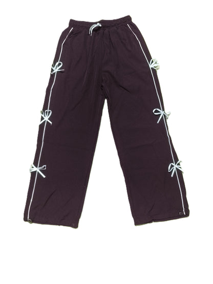 Stylish Purple Bow String Track Pants – Relaxed Fit | Streetwear Casual for Women’s