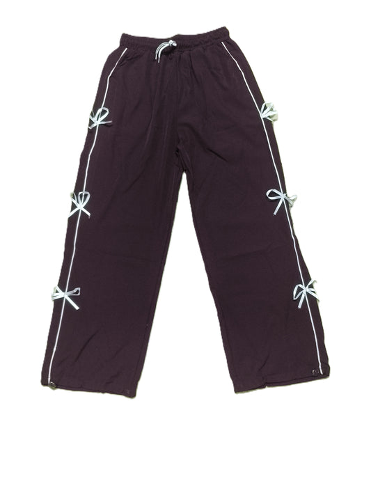 Stylish Purple Bow String Track Pants – Relaxed Fit | Streetwear Casual for Women’s