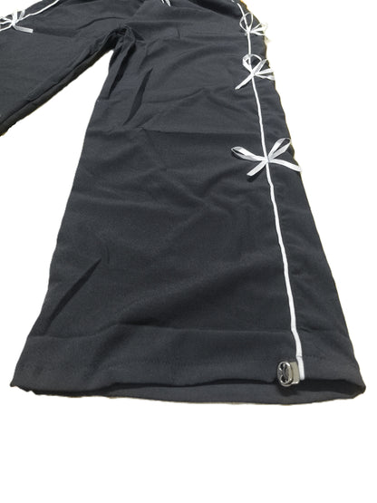 Stylish Black Bow String Track Pants – Relaxed Fit | Streetwear Casual for Women's