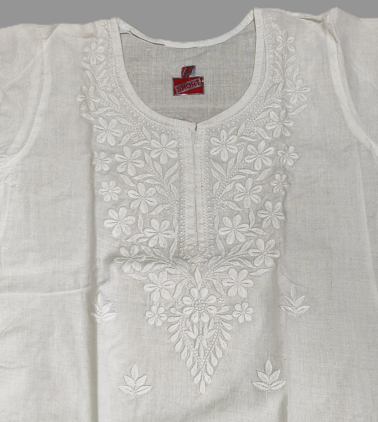Women's White Cotton Chikankari Kurti – Elegant Hand-Embroidered Casual Wear
