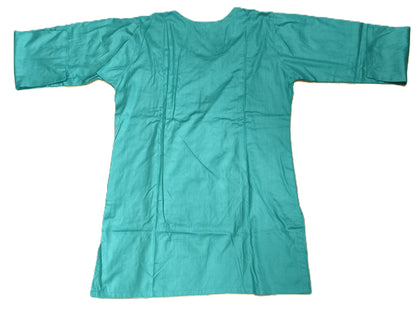 Women’s Teal Green Cotton Kurti with White Embroidery – Casual & Festive Wear