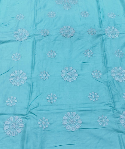 Elegant Sky Blue Cotton Embroidered Kurta for Women – Festive & Ethnic Wear
