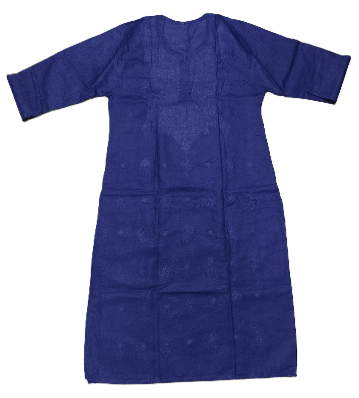 Navy Blue Cotton Chikankari Embroidered Straight Kurta for Women – Ethnic & Casual Wear