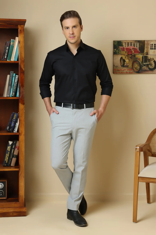 Formal black solid shirt for men