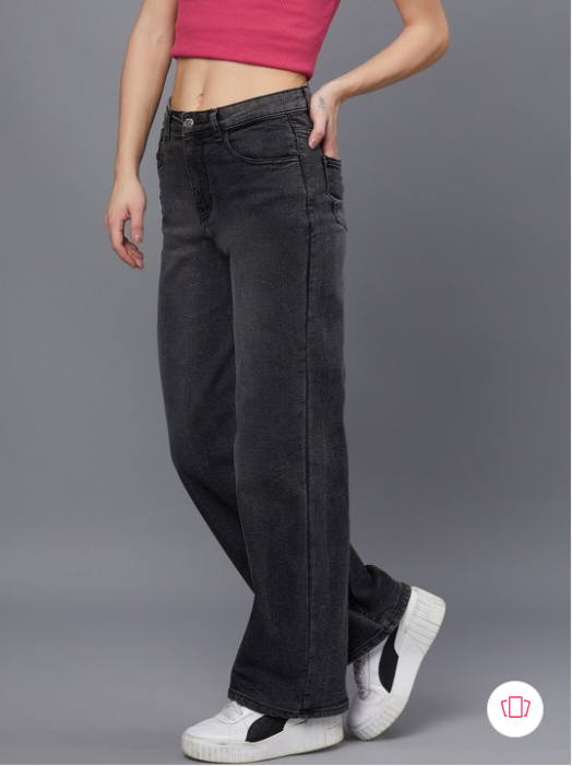 Women's High-Waisted Black Wide-Leg Jeans – Relaxed Fit Denim