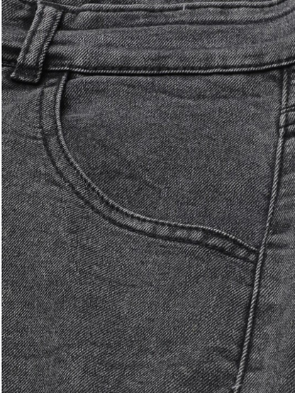 Men’s Charcoal Grey Straight Fit Jeans – Comfortable Mid-Rise Casual Denim