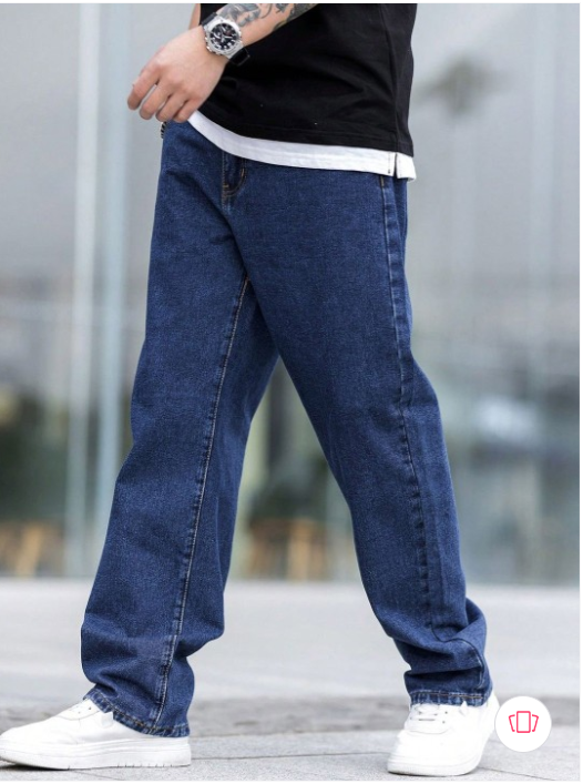 Men’s Dark Blue Baggy Fit Jeans – Relaxed Urban Streetwear Denim