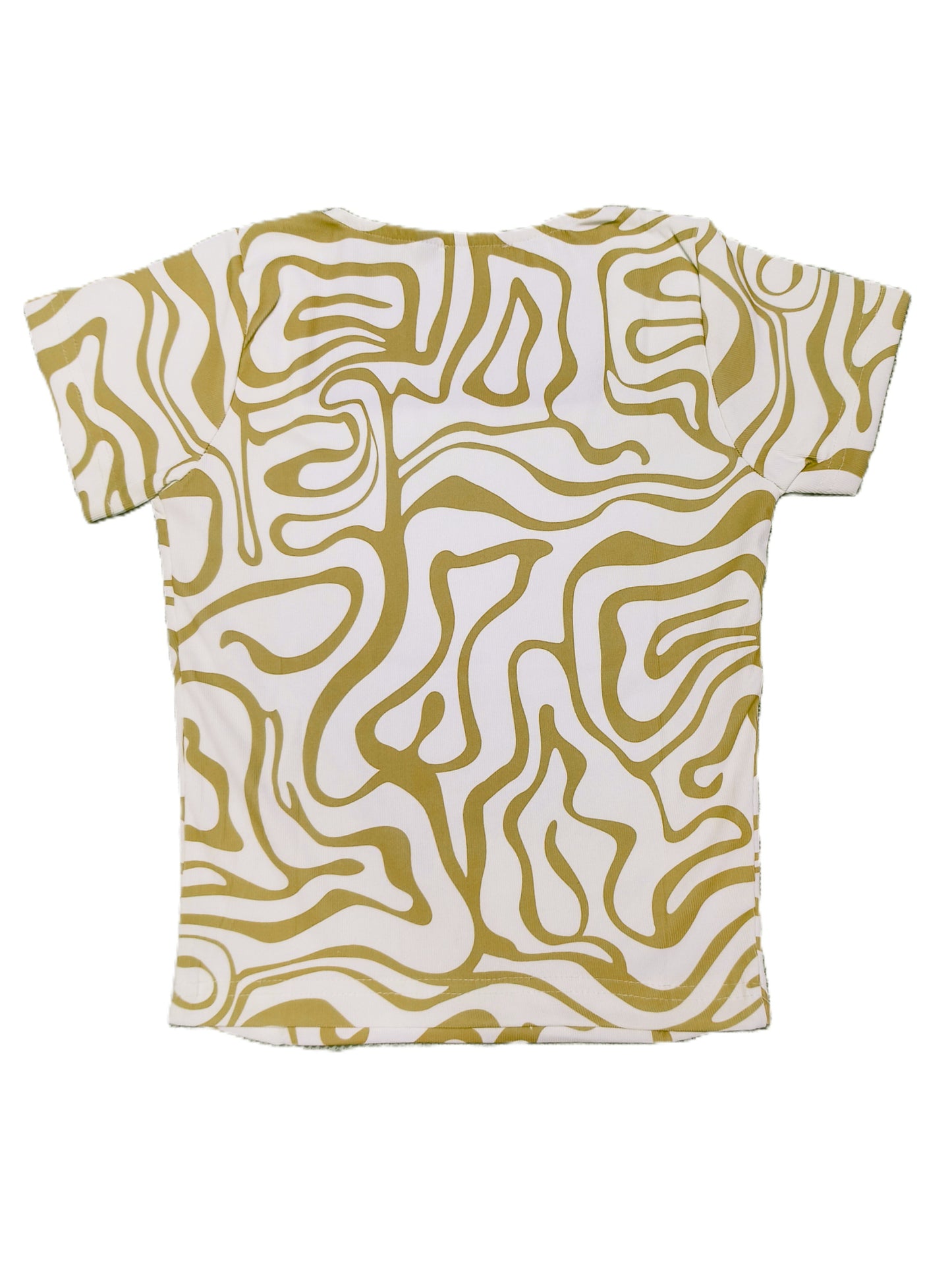 Olive Green Abstract Print Square Neck Top for Women's – Casual & Stylish