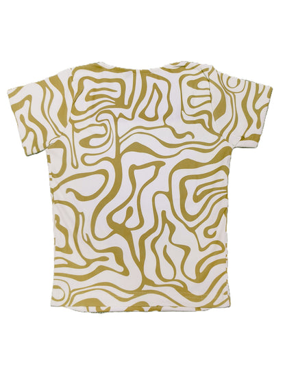 Olive Green Abstract Print Square Neck Top for Women's – Casual & Stylish