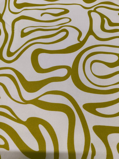 Olive Green Abstract Print Square Neck Top for Women's – Casual & Stylish