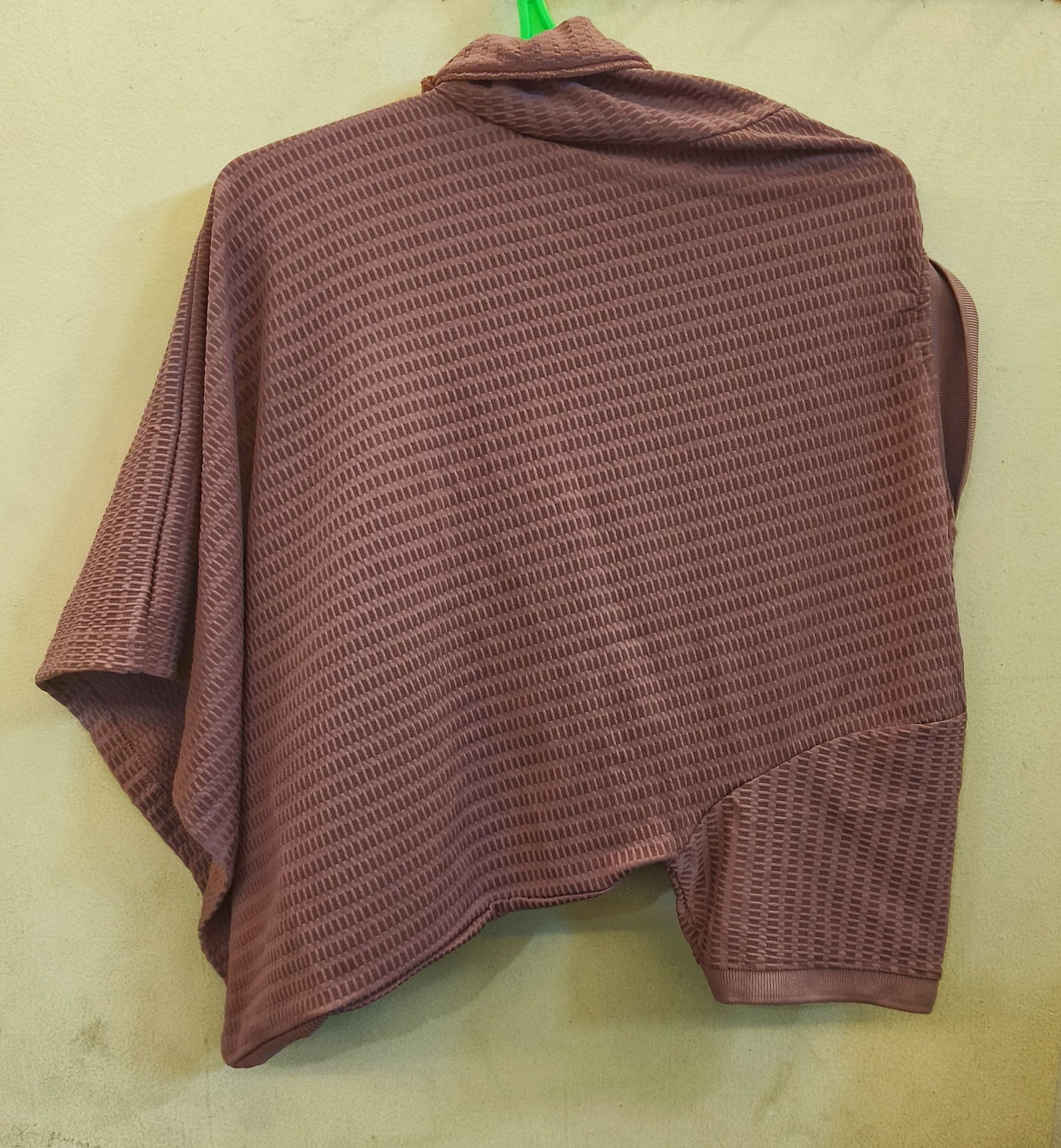 Unisex Asymmetrical High-Neck Tshirt Top in Rose Pink – Contemporary Textured Casualwear