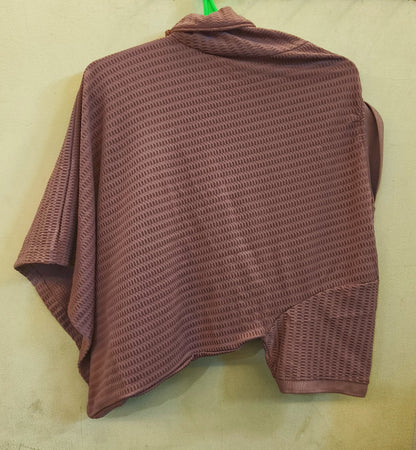 Unisex Asymmetrical High-Neck Tshirt Top in Rose Pink – Contemporary Textured Casualwear