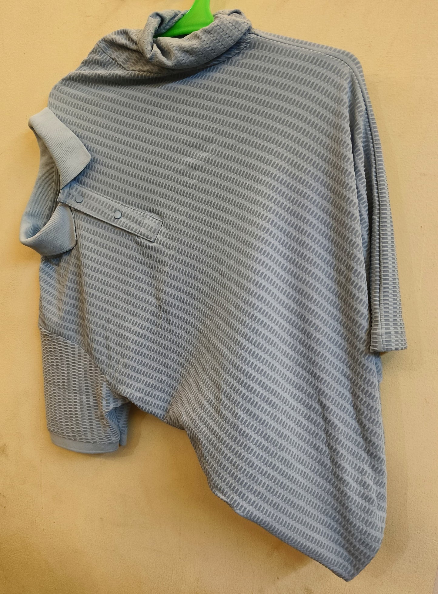 Unisex Asymmetrical High-Neck Tshirt Top in Cool Blue – Textured Contemporary Streetwear