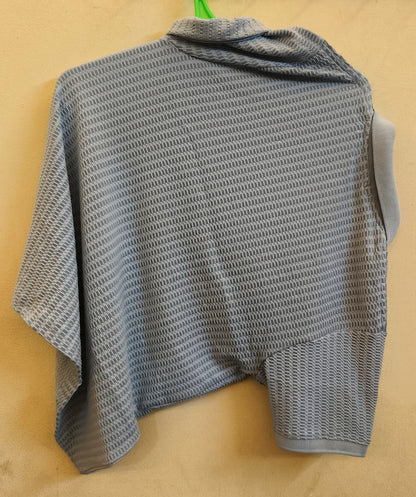 Unisex Asymmetrical High-Neck Tshirt Top in Cool Blue – Textured Contemporary Streetwear