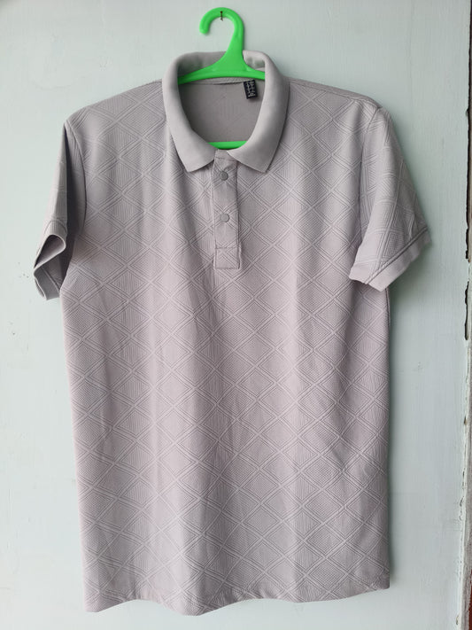 Men's Textured Polo TShirt – Light Grey