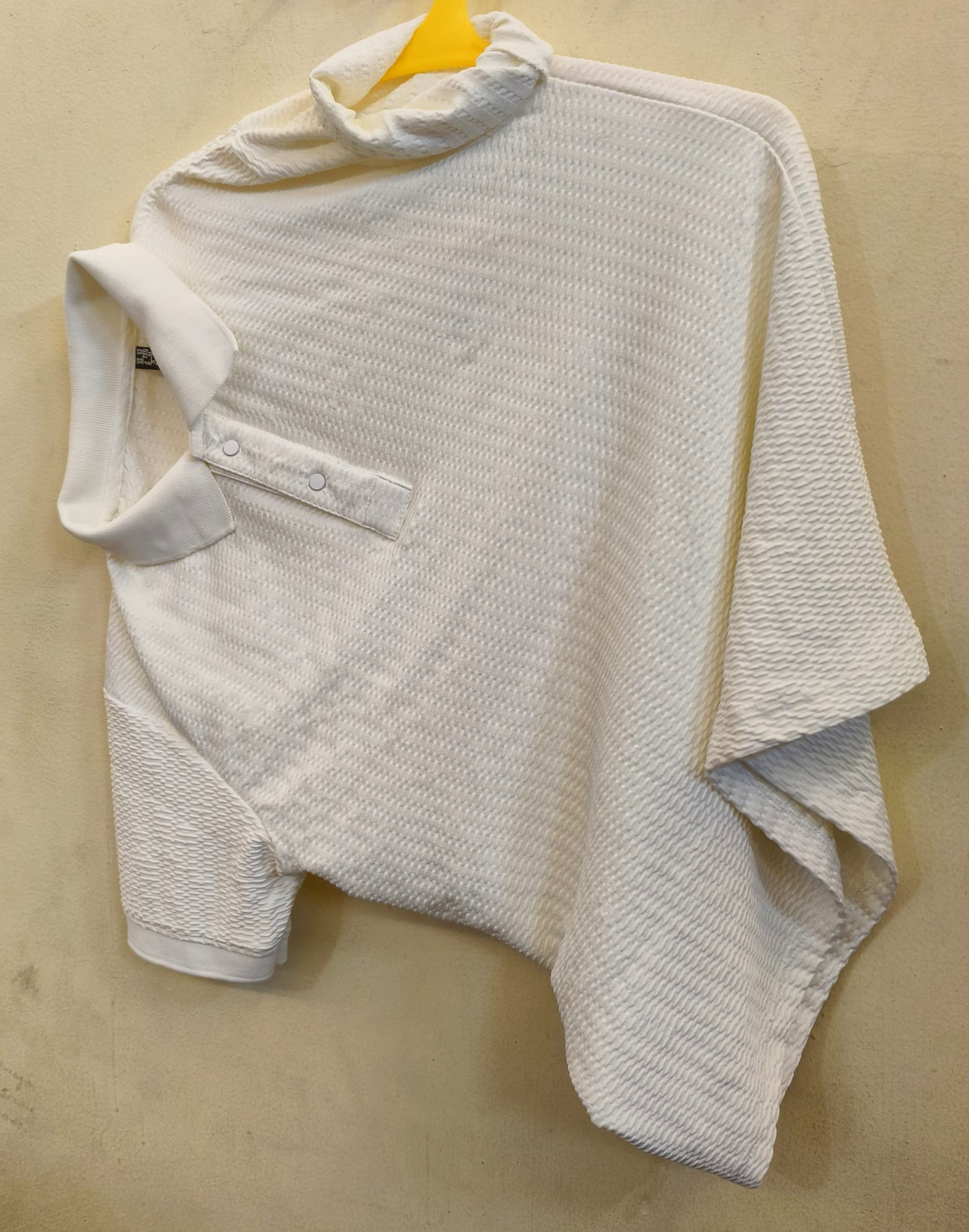 Unisex Asymmetrical High-Neck Tshirt Top in Classic White – Textured Streetwear Fashion