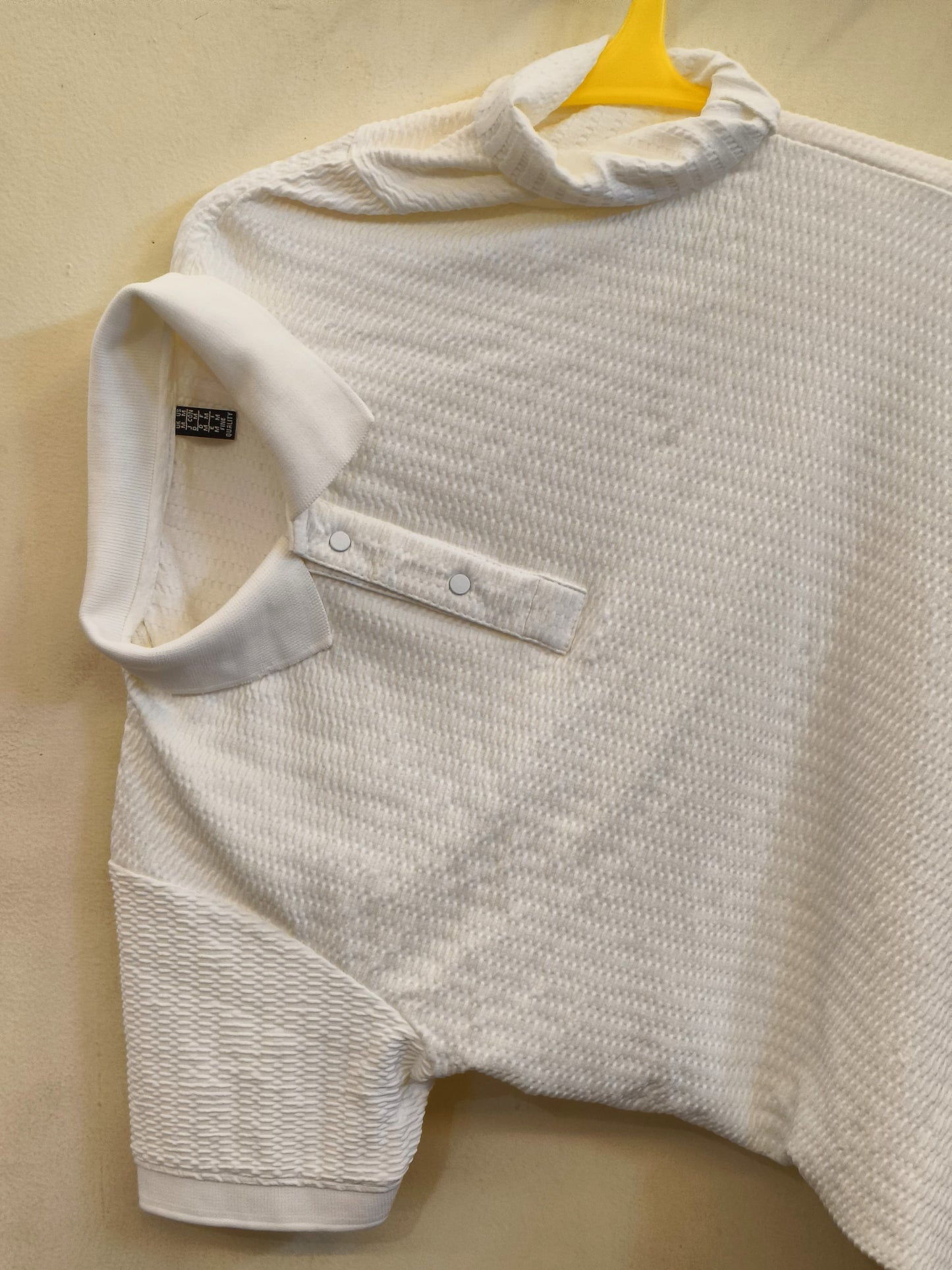 Unisex Asymmetrical High-Neck Tshirt Top in Classic White – Textured Streetwear Fashion