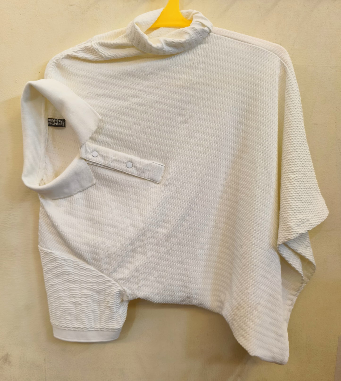 Unisex Asymmetrical High-Neck Tshirt Top in Classic White – Textured Streetwear Fashion