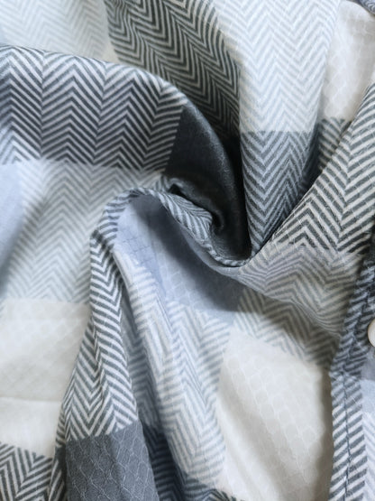 Men's Blue & White Checkered Cotton Casual Shirt | Full Sleeve | Slim Fit