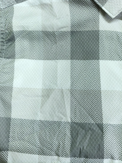 Men’s Sage Green & White Checkered Casual Shirt – Soft Cotton Blend, Full Sleeve