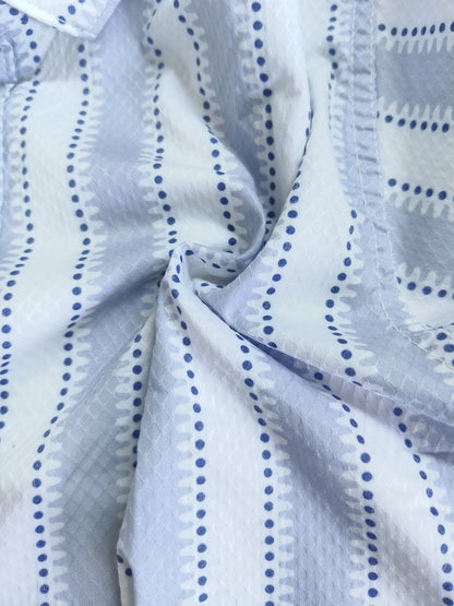 Men’s Light Blue & White Vertical Striped Casual Shirt – Pure Cotton Paper Shirt