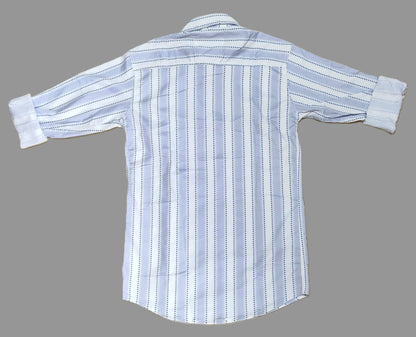 Men’s Light Blue & White Vertical Striped Casual Shirt – Pure Cotton Paper Shirt
