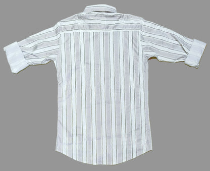 Premium White & Light Grey Vertical Striped Cotton Paper Shirt for Men – Casual & Formal Wear