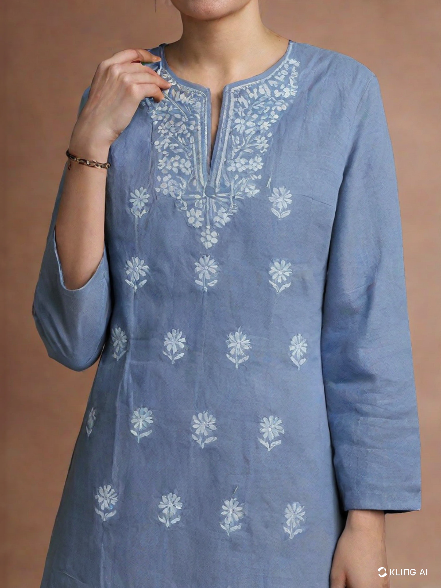 Elegant Grey Cotton Chikankari Embroidered Straight Kurti for Women – Ethnic Wear