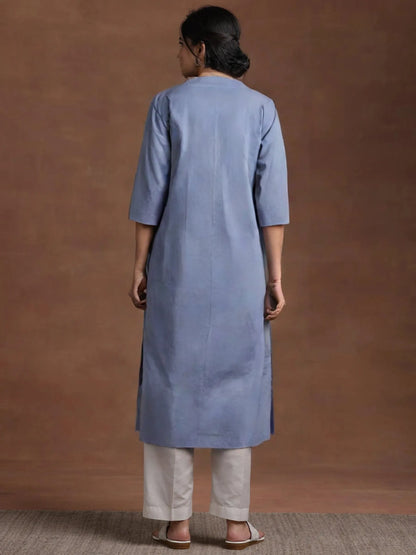 Elegant Grey Cotton Chikankari Embroidered Straight Kurti for Women – Ethnic Wear